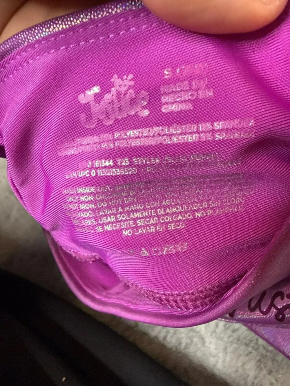 Justice Girls Small Pink Side Tie Compression Foil Gymnastics Dance Cheer Shorts